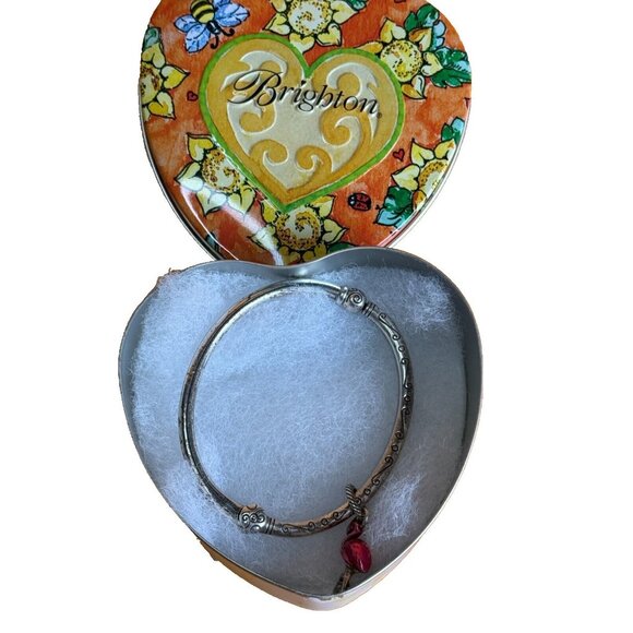 Brighton Hinged Cuff Bracelet with Flamingo Charm in Brighton Tin 6" - Picture 2 of 6